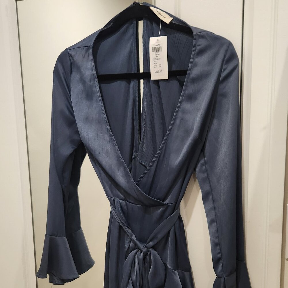 NWT Honey Mini Satin Dress by Chelsea- XS - Blue